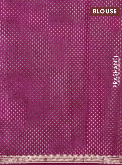 Semi raw silk saree deep purple with allover butta prints and zari woven border