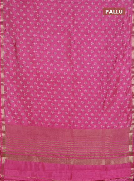 Semi raw silk saree light pink with allover butta prints and zari woven border
