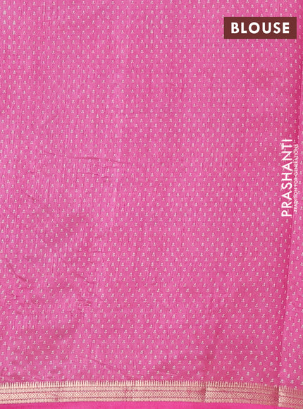 Semi raw silk saree light pink with allover butta prints and zari woven border