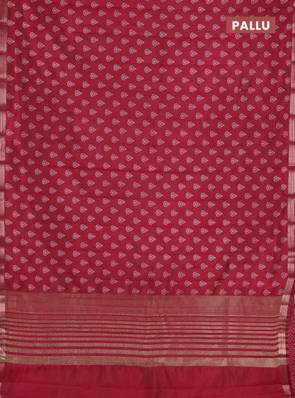 Semi raw silk saree maroon with allover butta prints and zari woven border
