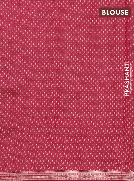 Semi raw silk saree maroon with allover butta prints and zari woven border
