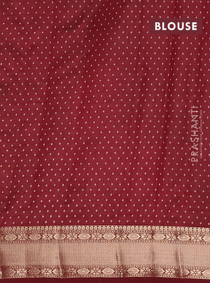 Semi raw silk saree deep maroon with allover geometric prints and zari woven border