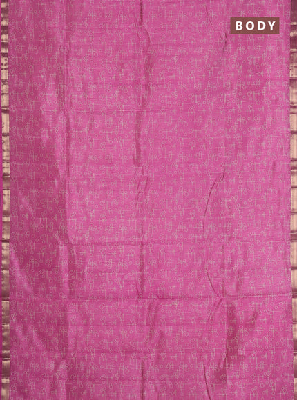 Semi raw silk saree light pink with allover geometric prints and zari woven border