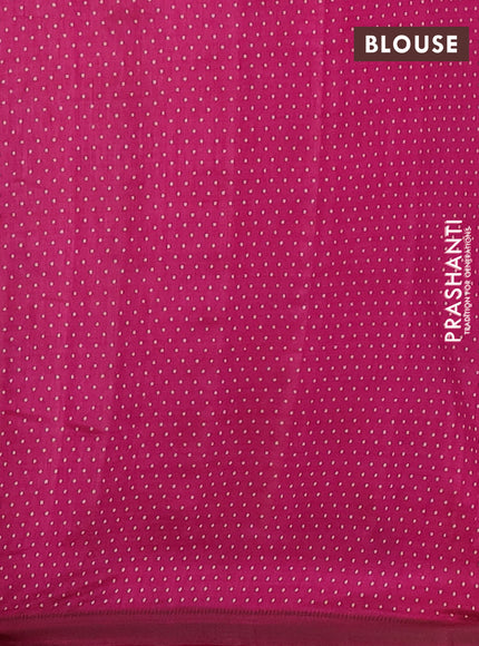 Semi raw silk saree dark pink with allover geometric prints and zari woven border