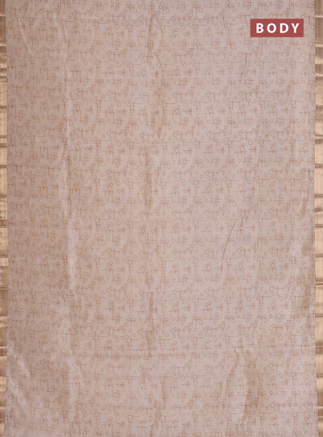 Semi raw silk saree cream with allover geometric prints and zari woven border