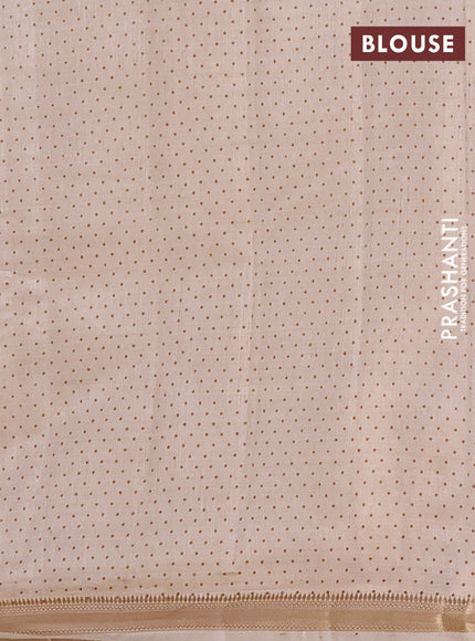 Semi raw silk saree cream with allover geometric prints and zari woven border