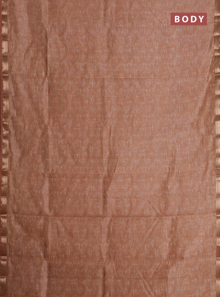 Semi raw silk saree pastel peach with allover geometric prints and zari woven border