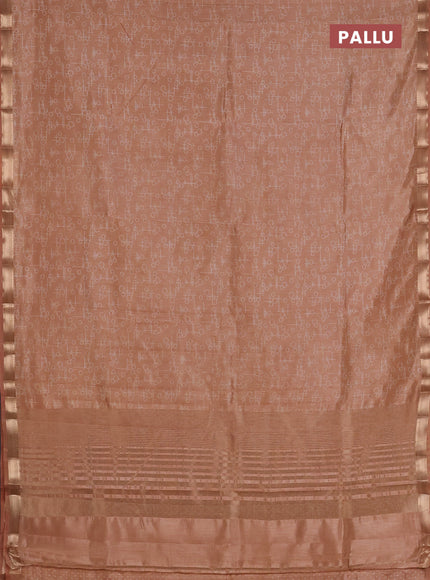 Semi raw silk saree pastel peach with allover geometric prints and zari woven border