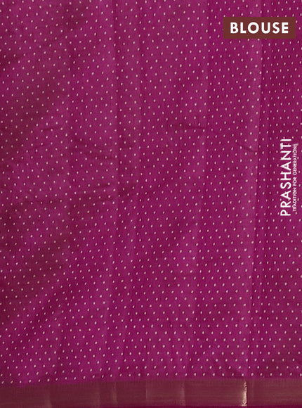Semi raw silk saree deep purple with allover geometric prints and zari woven border