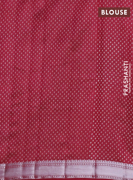 Semi raw silk saree deep maroon with allover leaf butta prints and zari woven border