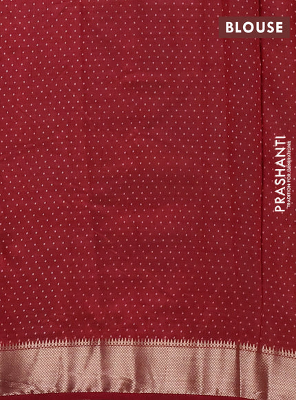 Semi raw silk saree deep maroon with allover geometric prints and zari woven border