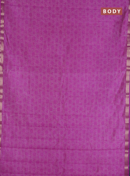 Semi raw silk saree lavender with allover geometric prints and zari woven border
