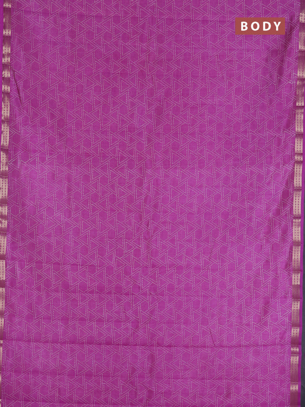 Semi raw silk saree lavender with allover geometric prints and zari woven border