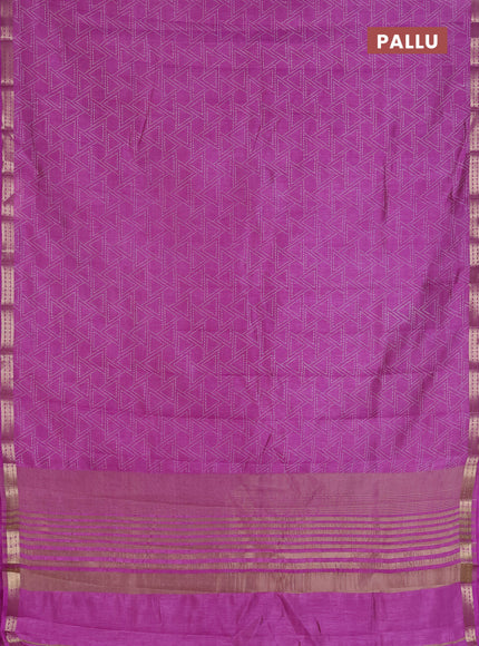 Semi raw silk saree lavender with allover geometric prints and zari woven border