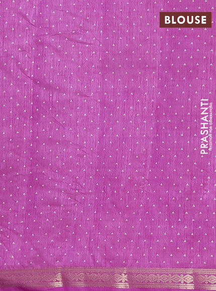 Semi raw silk saree lavender with allover geometric prints and zari woven border