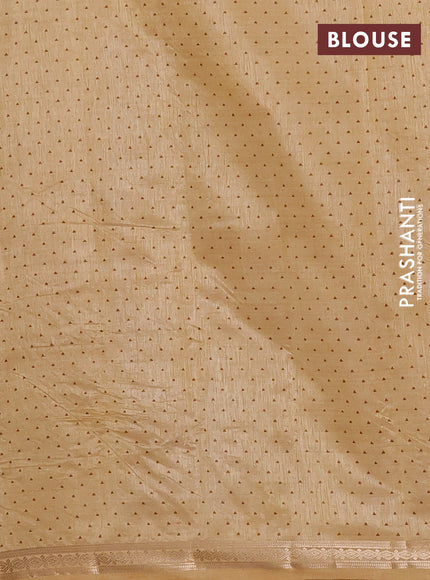 Semi raw silk saree sandal with allover geometric prints and zari woven border