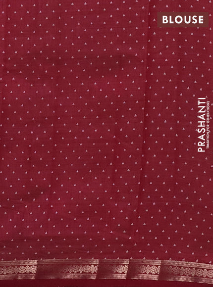 Semi raw silk saree deep maroon with allover geometric prints and zari woven border