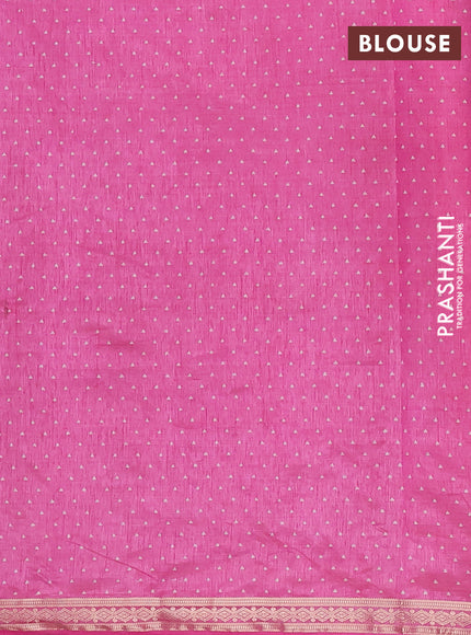 Semi raw silk saree pink with allover geometric prints and zari woven border