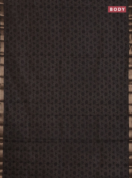 Semi raw silk saree black with allover geometric prints and zari woven border