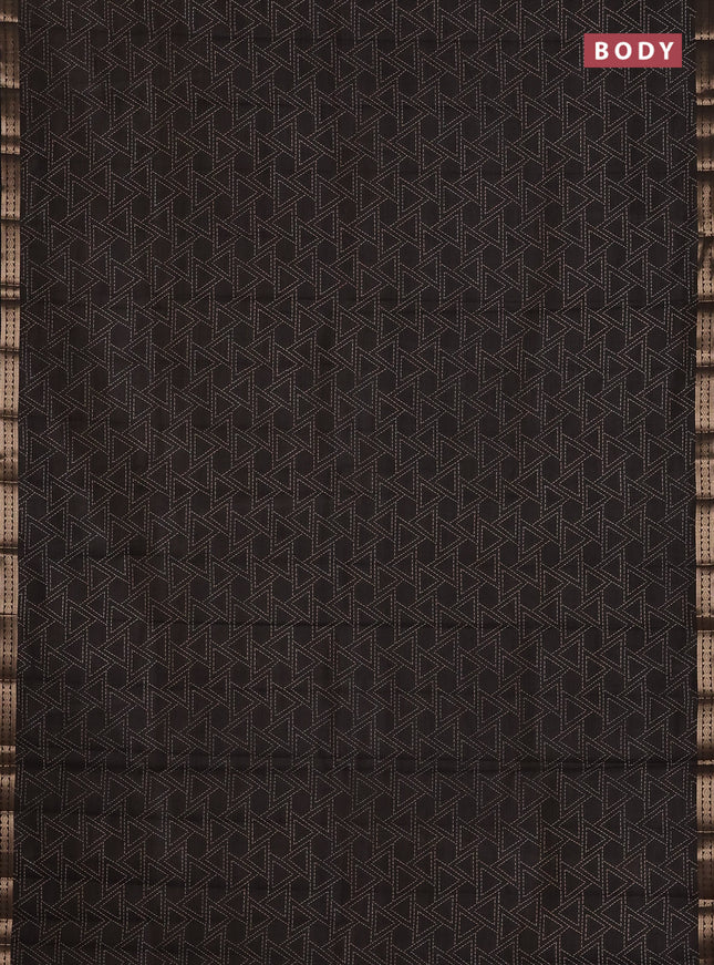 Semi raw silk saree black with allover geometric prints and zari woven border