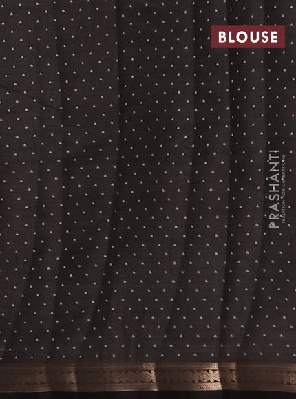 Semi raw silk saree black with allover geometric prints and zari woven border