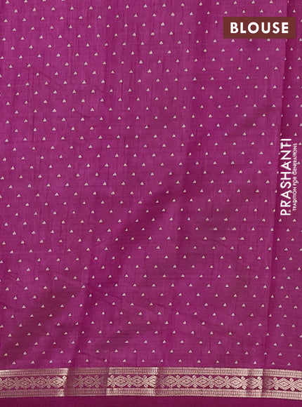 Semi raw silk saree deep purple with allover geometric prints and zari woven border