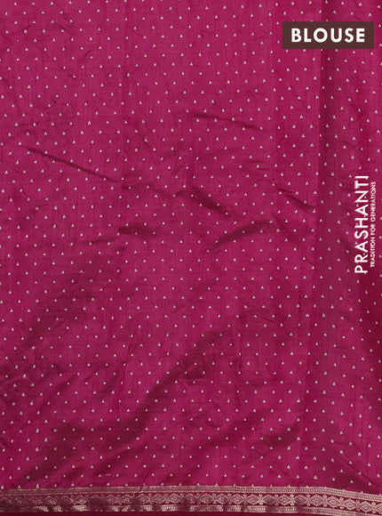 Semi raw silk saree dark pink with allover geometric prints and zari woven border