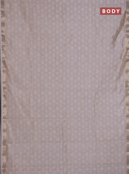 Semi raw silk saree cream with allover geometric prints and zari woven border