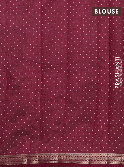 Semi raw silk saree deep maroon with allover geometric prints and zari woven border