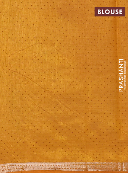 Semi raw silk saree mustard yellow with allover geometric prints and zari woven border