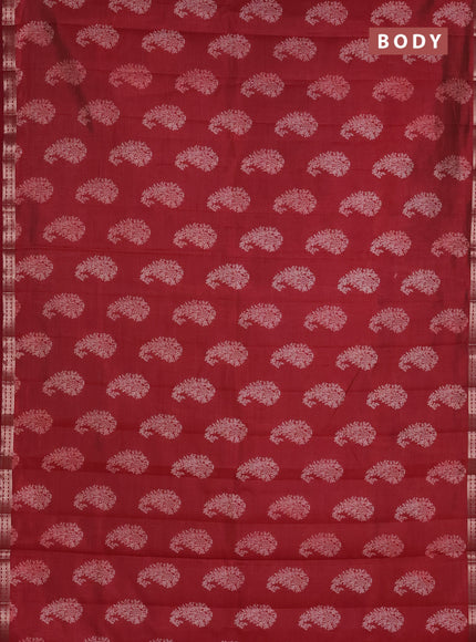 Semi raw silk saree deep maroon with allover paisley butta prints and zari woven border