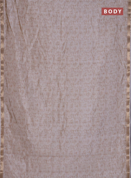 Semi raw silk saree cream with allover geometric prints and zari woven border