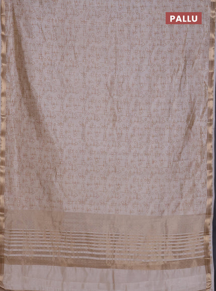 Semi raw silk saree cream with allover geometric prints and zari woven border