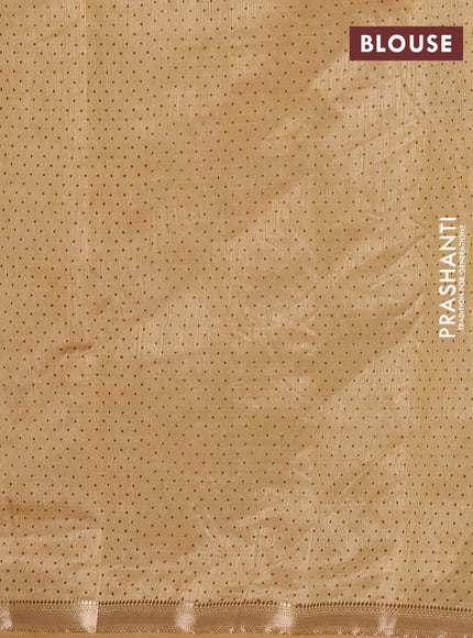 Semi raw silk saree sandal with allover geometric prints and zari woven border
