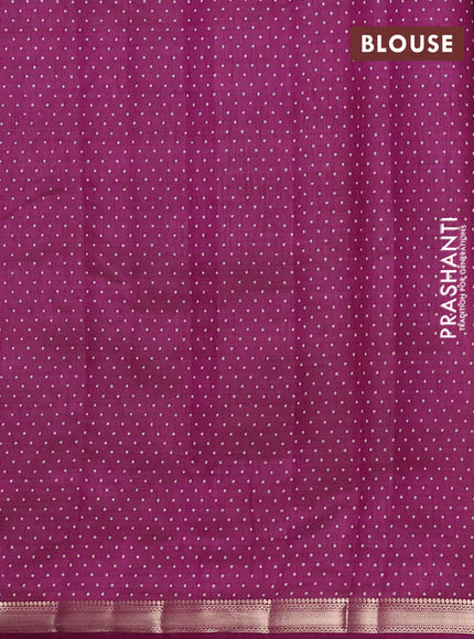 Semi raw silk saree deep purple with allover geometric prints and zari woven border