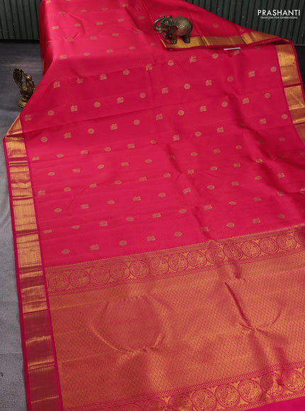 Pure kanchipuram silk saree pinkish orange with allover self embose zari woven buttas and zari woven border