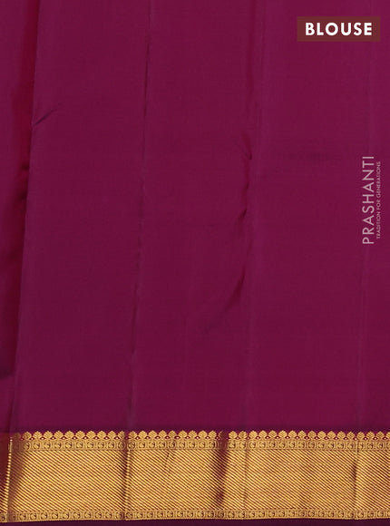Pure kanchipuram silk saree pinkish orange and dark magenta pink with allover zari woven buttas and zari woven border