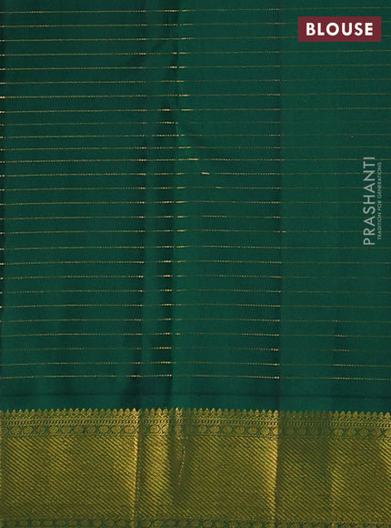 Pure kanchipuram silk saree tomato pink and green with allover zari checks & buttas and zari woven korvai border