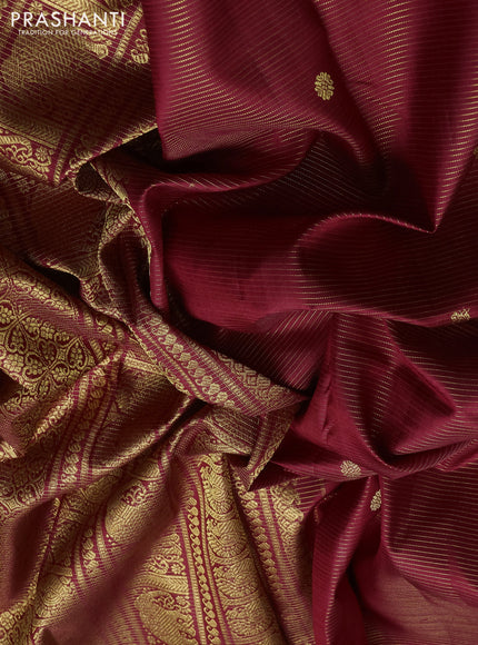 Pure kanchipuram silk saree deep maroon with allover vairaosi pattern and zari woven border