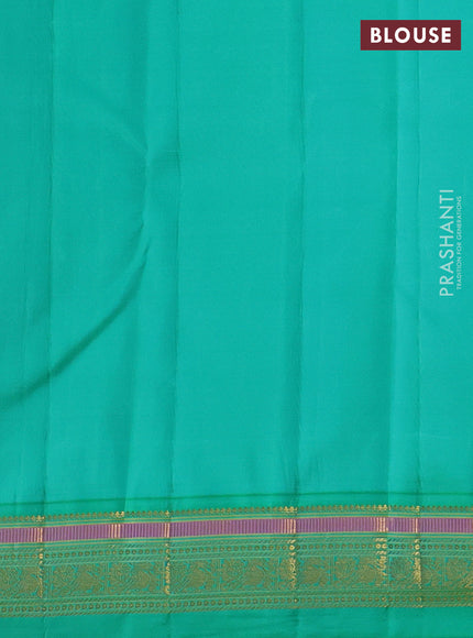 Pure kanchipuram silk saree royal blue and teal green with allover zari woven buttas and zari woven border