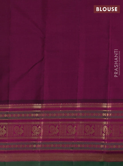 Pure kanchipuram silk saree yellow and dark magenta with allover zari woven buttas and zari woven border