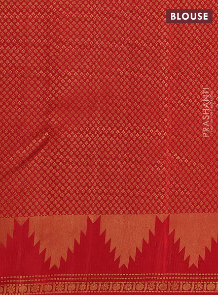 Pure kanchipuram silk saree red with allover vairaosi pattern and temple zari woven border