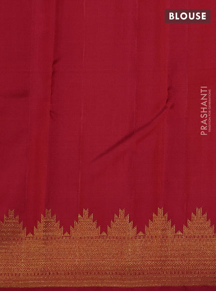 Pure kanchipuram silk saree red with allover paisley zari woven buttas and temple zatri woven border