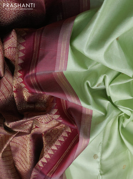 Pure kanchipuram silk saree pista green with allover vairaosi pattern & buttas and zari woven border