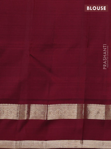 Pure kanchipuram silk saree off white and deep maroon with zari woven buttas and rettapet zari woven border