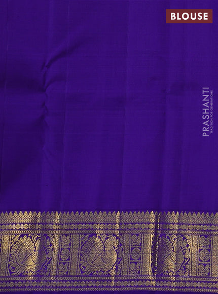 Pure kanchipuram silk saree purple and violet with allover zari woven buttas and annam zari woven border