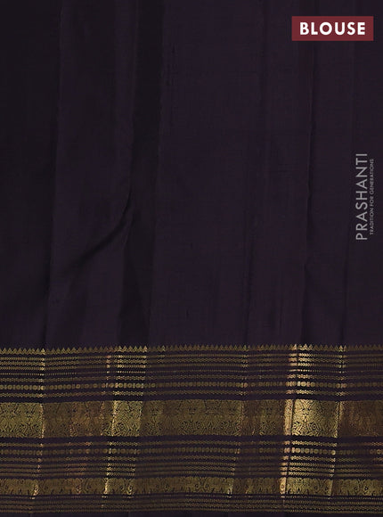 Pure kanchipuram silk saree deep jamun shade with allover zari checks & buttas and long zari woven border