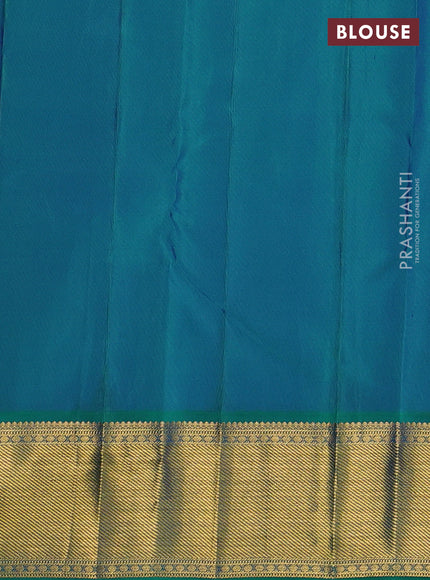 Pure kanchipuram silk saree royal blue and green shade with allover zari woven buttas and zari woven border