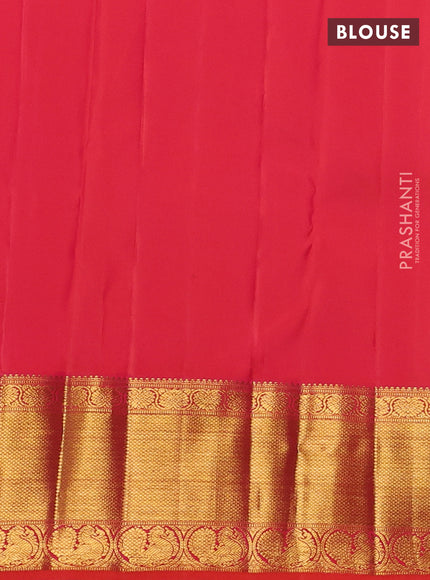 Pure kanchipuram silk saree magenta pink and orange with allover zari woven buttas and annam zari woven border