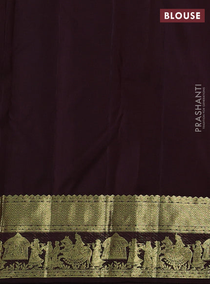 Pure kanchipuram silk saree rust shade and coffee brown with paisley zari woven buttas and zari woven border
